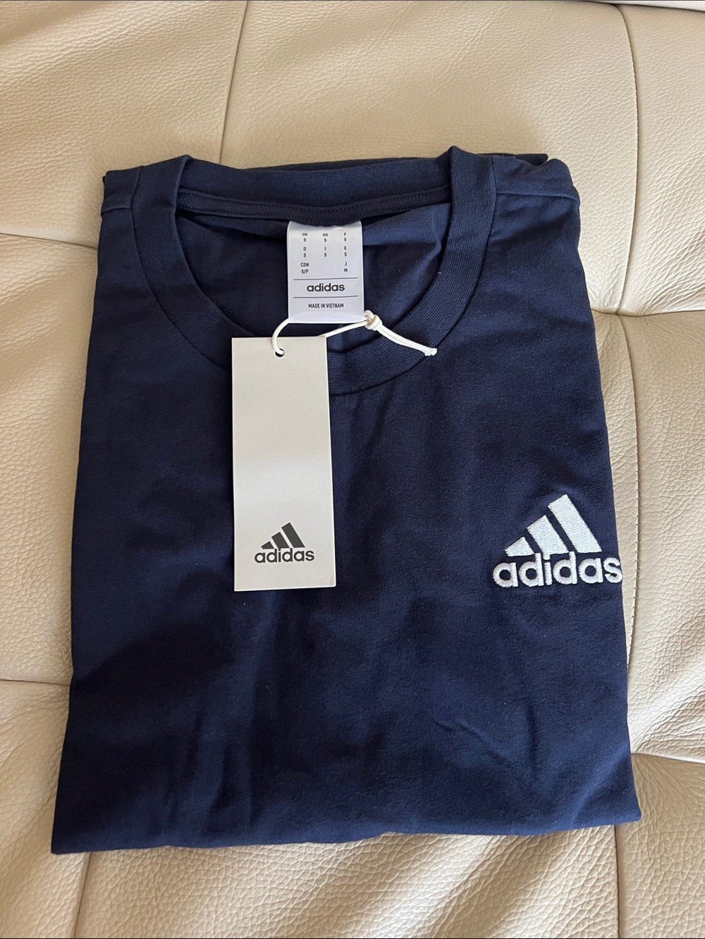 adidas Men's Navy T-Shirt with White Logo